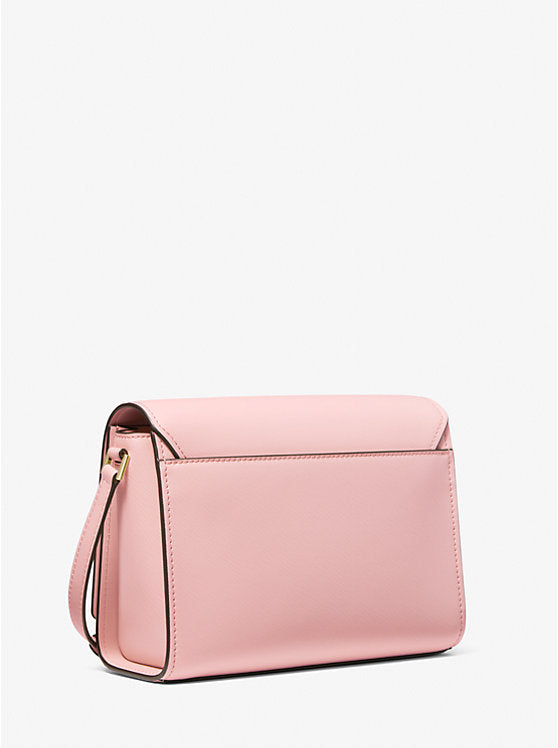 Mimi Medium Leather Messenger Bag Powder Blush