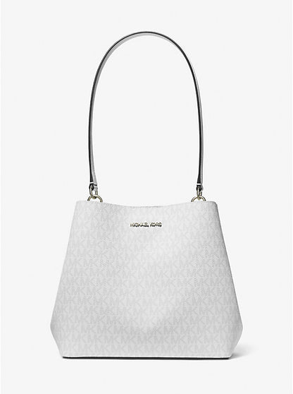 Pratt Medium Signature Logo Shoulder Bag Optic White