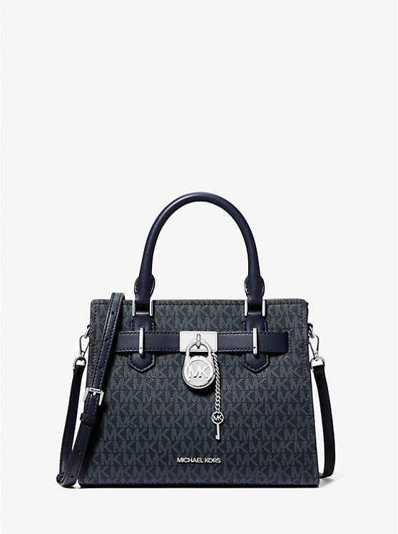 Hamilton Small Signature Logo Satchel Navy