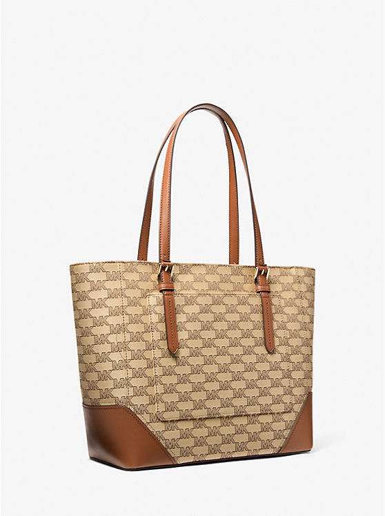 Aria Large Signature Logo Jacquard Tote Bag 