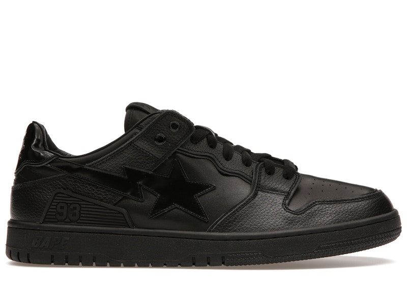 A Bathing Ape Bape Sk8 Sta Triple Black Patent Leather Sta Logo