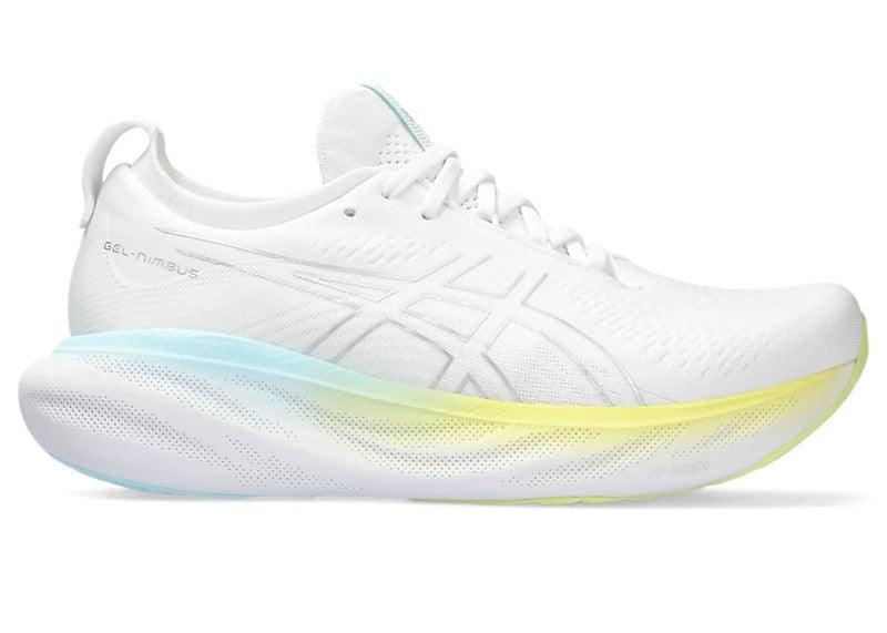 Asics Gel-Nimbus 25 White Pure Silver Yellow (Women'S)