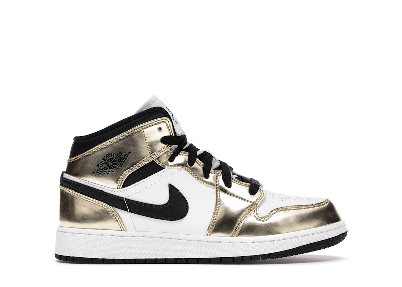 Jordan 1 Mid Metallic Gold Black White (Gs)