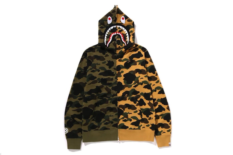 Bape 1St Camo Separate Shark Full Zip Hoodie Green