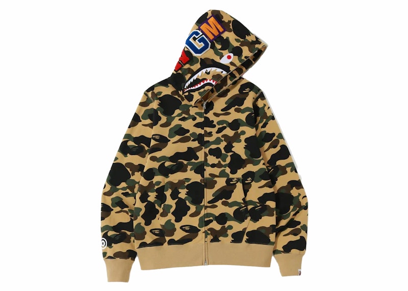 Bape 1St Camo Shark Full Zip Hoodie Yellow