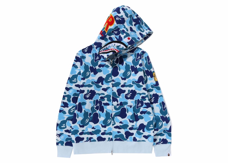 Bape Abc Camo Shark Ponr Full Zip Hoodie Blue