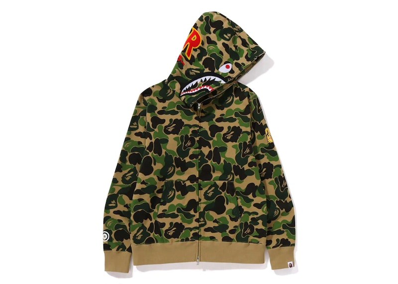 Bape Abc Camo Shark Ponr Full Zip Hoodie Green