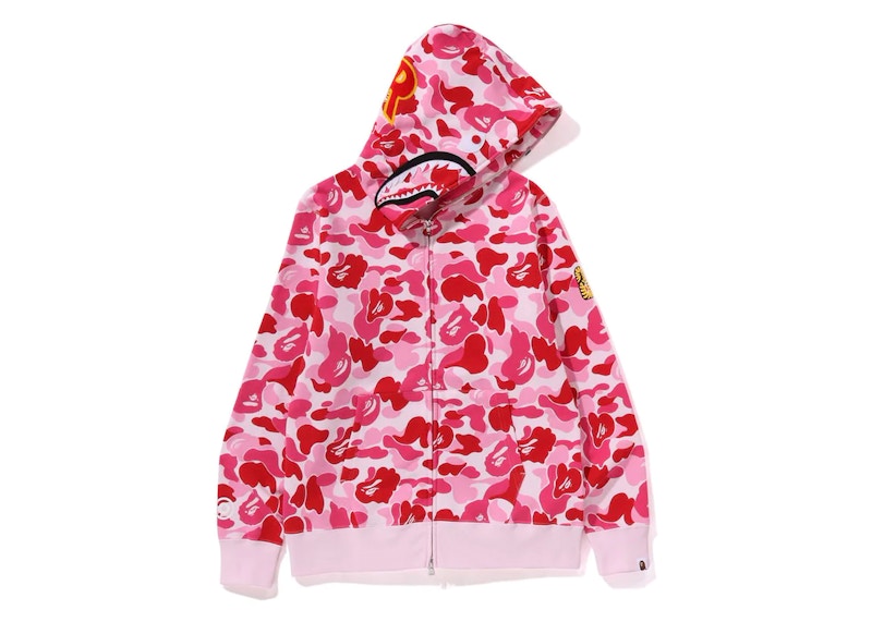 Bape Abc Camo Shark Ponr Full Zip Hoodie Pink