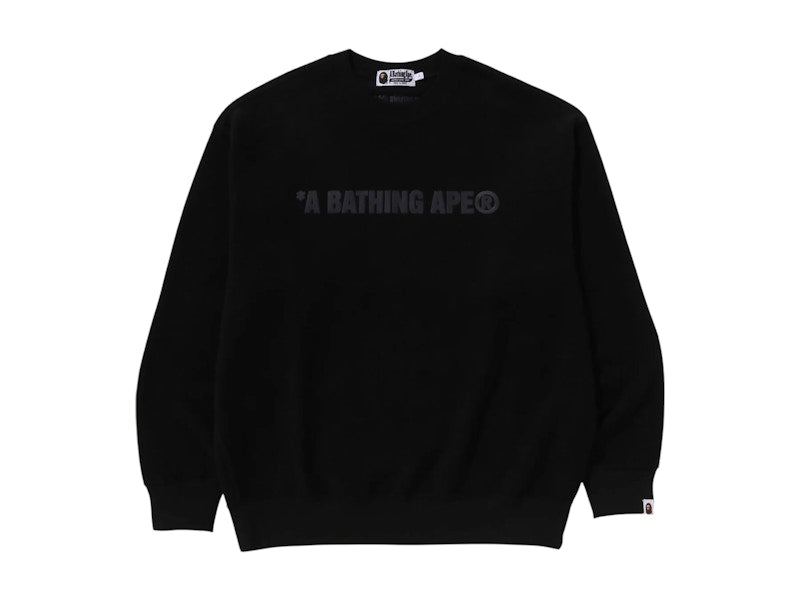 Bape Bathing Ape Logo Relaxed Fit Crewneck Sweatshirt Black