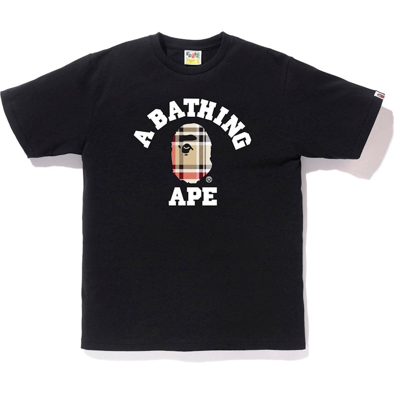 Bape Check College Tee Black/Beige