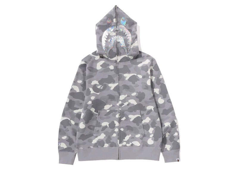 Bape City Camo Shark Full Zip Hoodie (Ss24) Gray