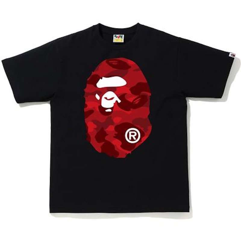 Bape Color Camo Big Ape Head Tee Black/Red