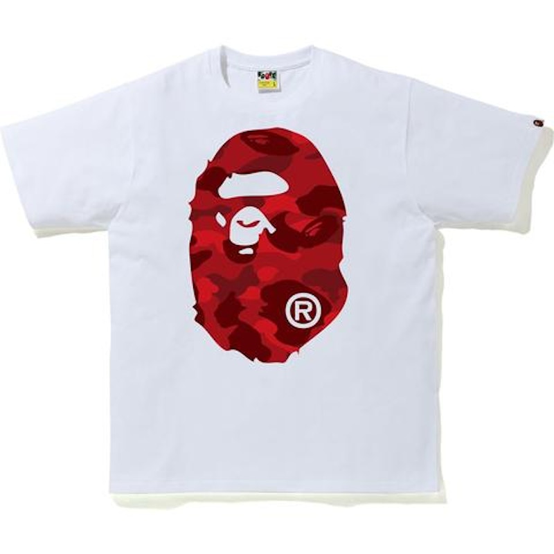 Bape Color Camo Big Ape Head Tee White/Red