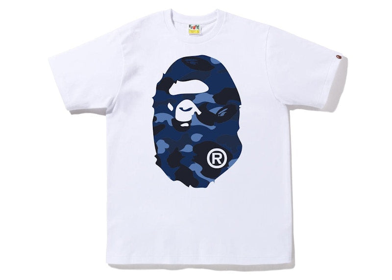 Bape Color Camo Big Ape Head Tee White Blue