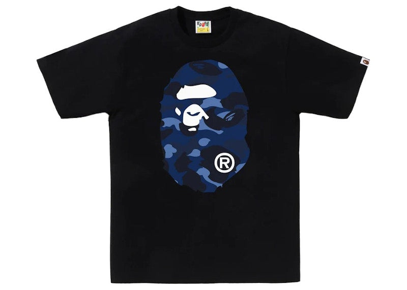 Bape Color Camo Big Ape Head Tee Black/Navy