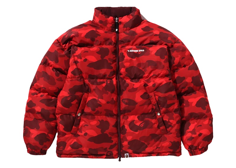 Bape Color Camo Reversible Down Jacket Red