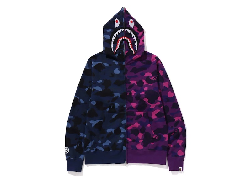 Bape Color Camo Separate Shark Fz Hoodie Navy/Purple