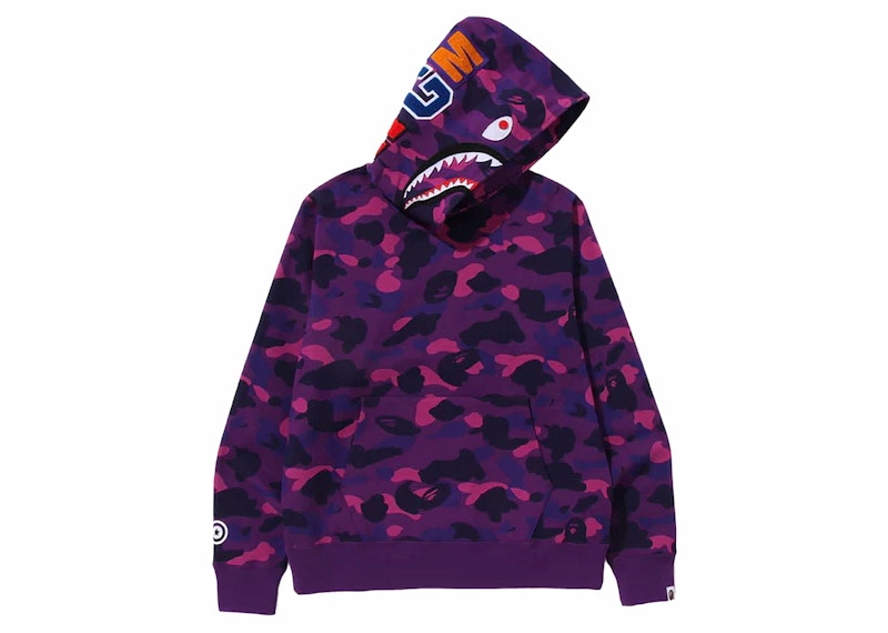 Bape Color Camo Shark Pullover Hoodie Purple