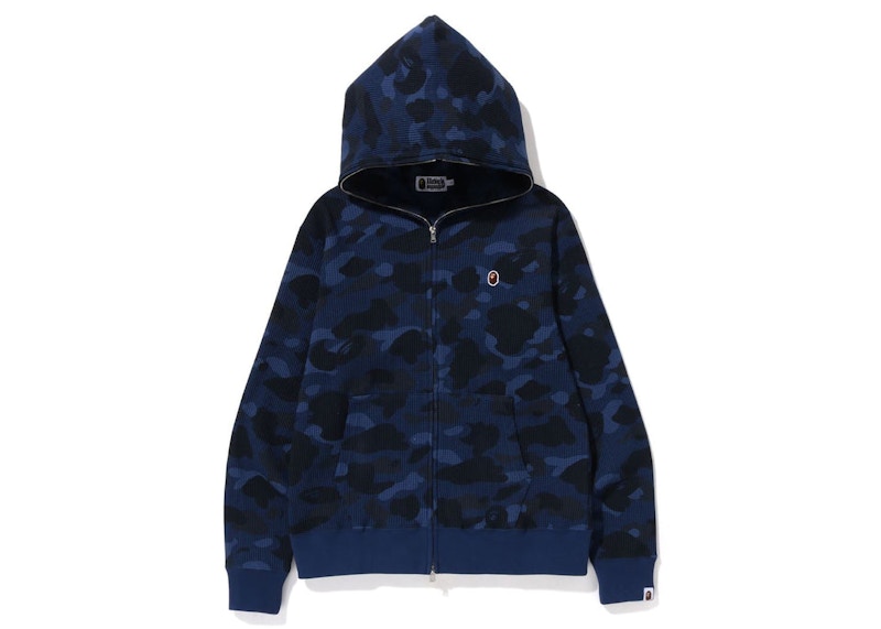 Bape Color Camo Thermal Full Zip Hoodie Navy