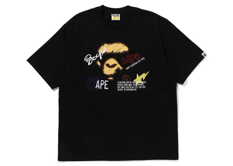 Bape Hand Draw Graphic Relaxed Fit Tee Black