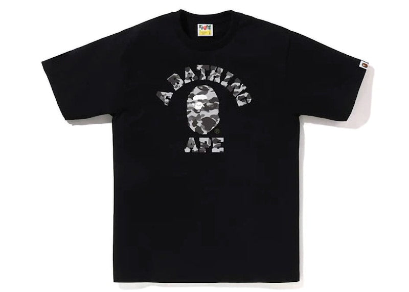 Bape Heather Gray Camo College Tee Black