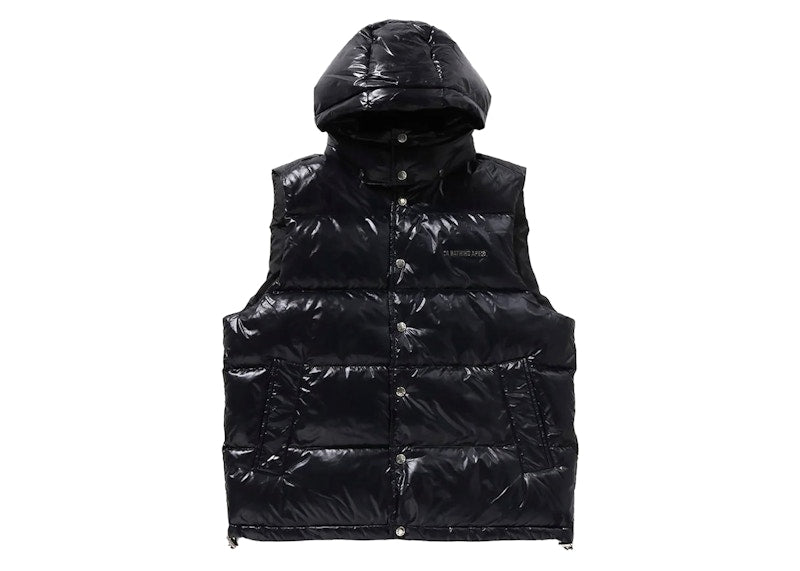 Bape Line Camo Debossed Nylon Down Vest Black – Kicks Machine