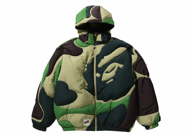 Bape Mega Abc Camo Detachable Hoodie Puffer Down Jacket Green Kicks Machine