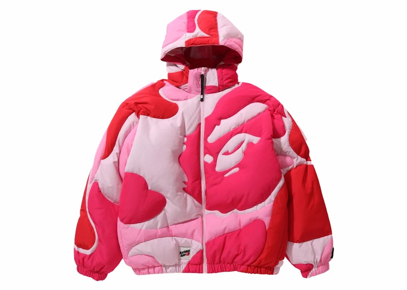 Bape Mega Abc Camo Detachable Hoodie Puffer Down Jacket Pink