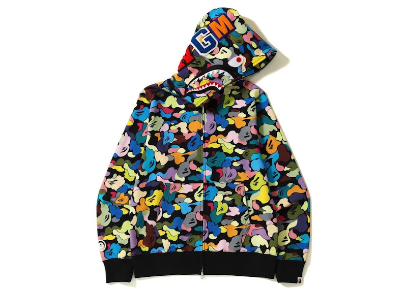 Bape Multi Camo Shark Full Zip Hoodie (Ss23) Black