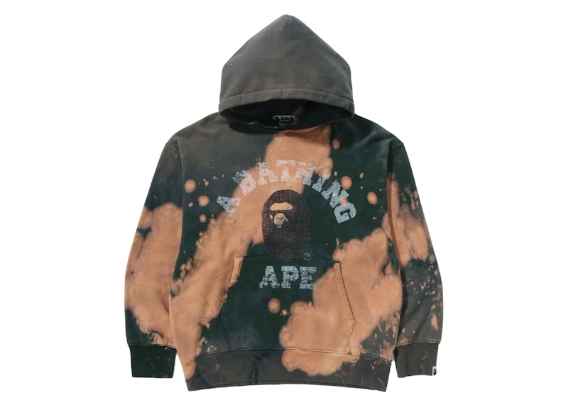 Bape Tie Dye College Relaxed Fit Pullover Hoodie Beige