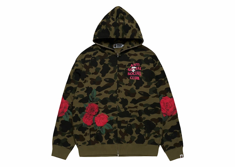 Bape X Anti Social Social Club Full Zip Hoodie Green