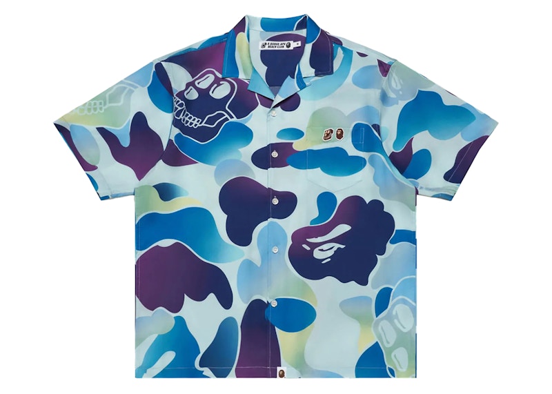 Bape X Bored Ape Yacht Club Hawaiian Shirt Blue