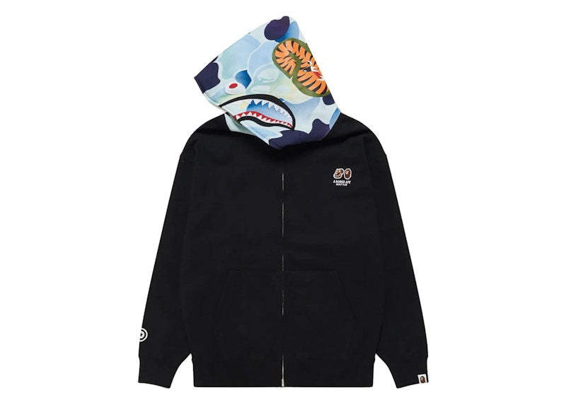 Bape X Bored Ape Yacht Club Shark Full Zip Hoodie Black