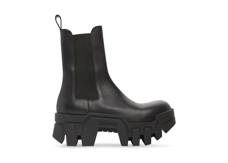 Balenciaga Chelsea Bulldozer 80Mm Boots Black Matte Calkskin (Men'S)