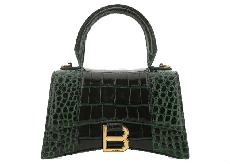 Balenciaga Hourglass Handbag Bottle Green