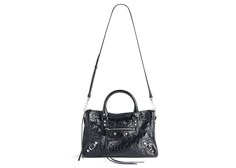 Balenciaga Le City Small Bag In Black Arena Lambskin Shiny Silver Hardware Black (8114422Aa9S1000)