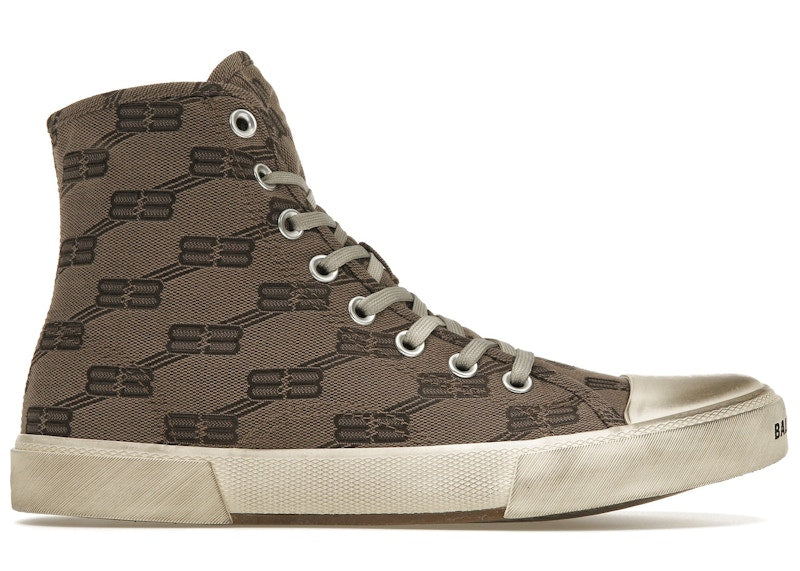 Balenciaga Paris High Top Bb Monogram Dark Beige Brown