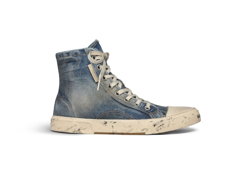 Balenciaga Paris High Top Blue Destroyed Denim