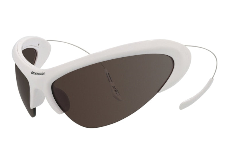 Balenciaga Shield Wrap Sunglasses White/Silver/Grey (Bb0232S-30013513-003)