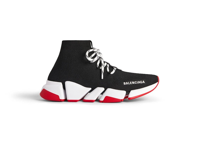 Balenciaga Speed 2.0 Lace Up Black Red Sole