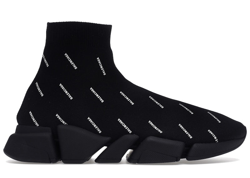 Balenciaga Speed Trainer 2.0 All Over Logo Black White