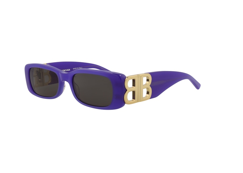 Balenciaga Square Rectangle Sunglasses Violet/Gold/Grey (Bb0096S-30008871-004)