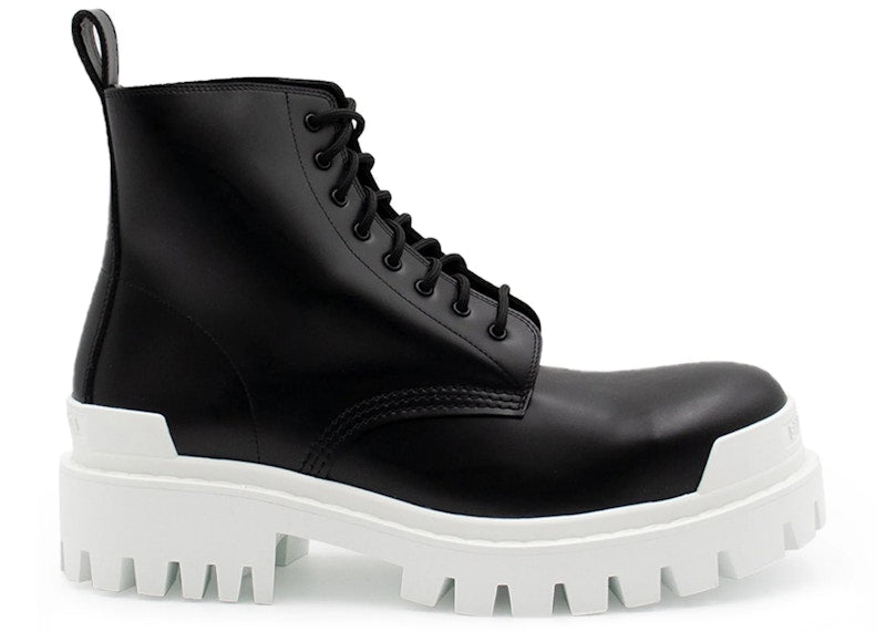 Balenciaga Strike Lace-Up Boot Black White