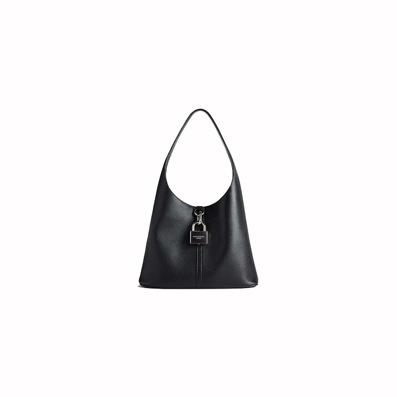 Balenciaga Womens Locker Medium North-South Hobo Bag Black