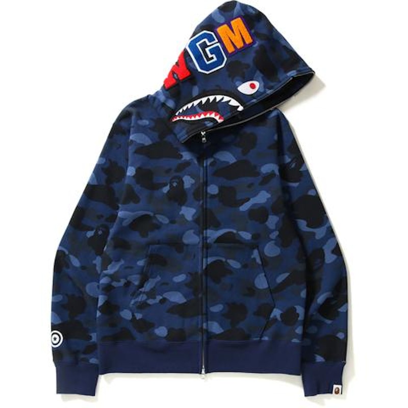 Bape Color Camo Shark Full Zip  Hoodie Blue