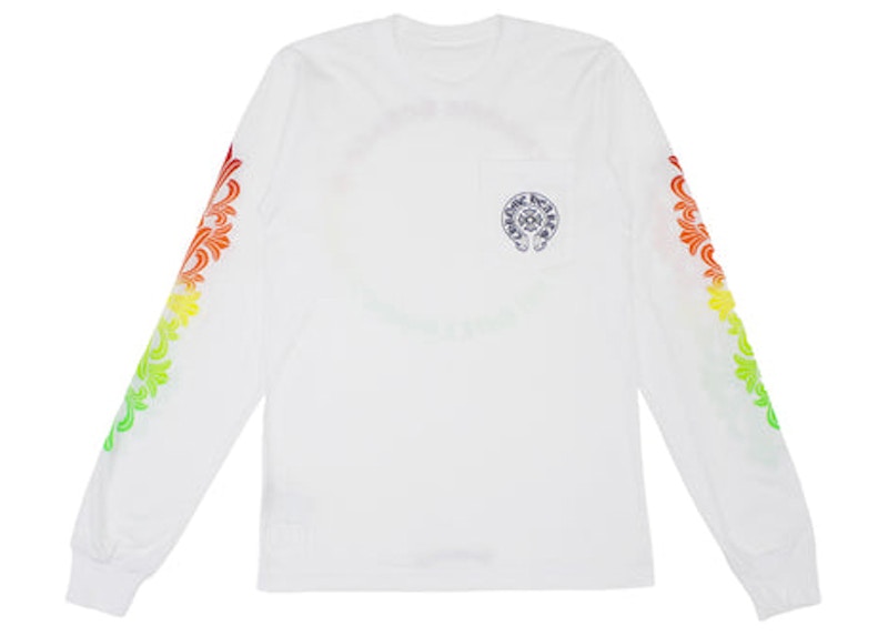 Chrome Hearts Floral Sleeve Gradient L/S T-Shirt White