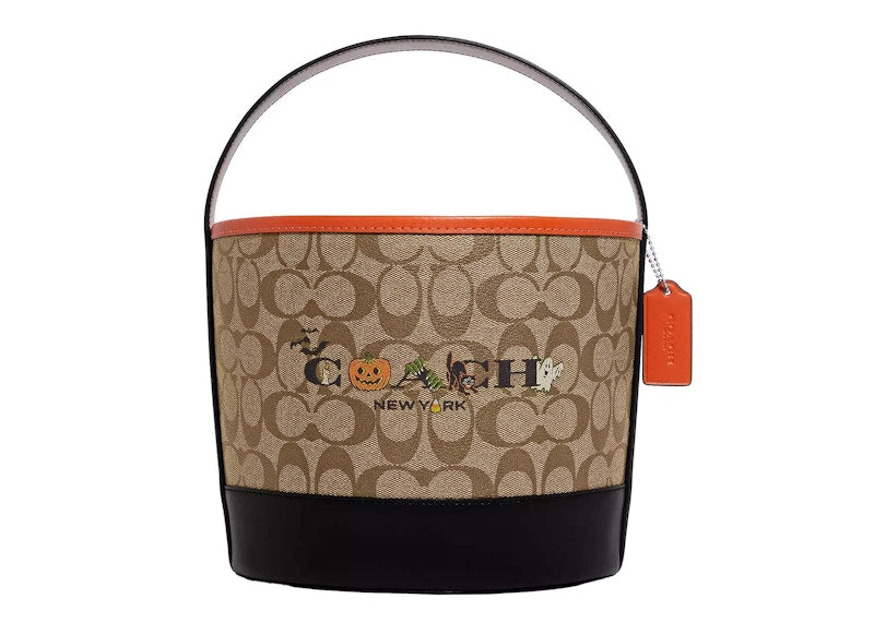 Coach Halloween Print Treat Candy Bucket Bag In Signature Canvas Khaki