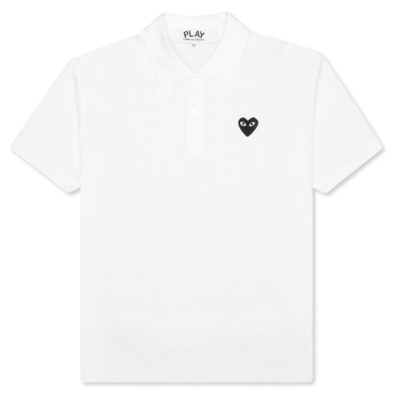 Comme Des Garcons Play Black Emblem Polo White