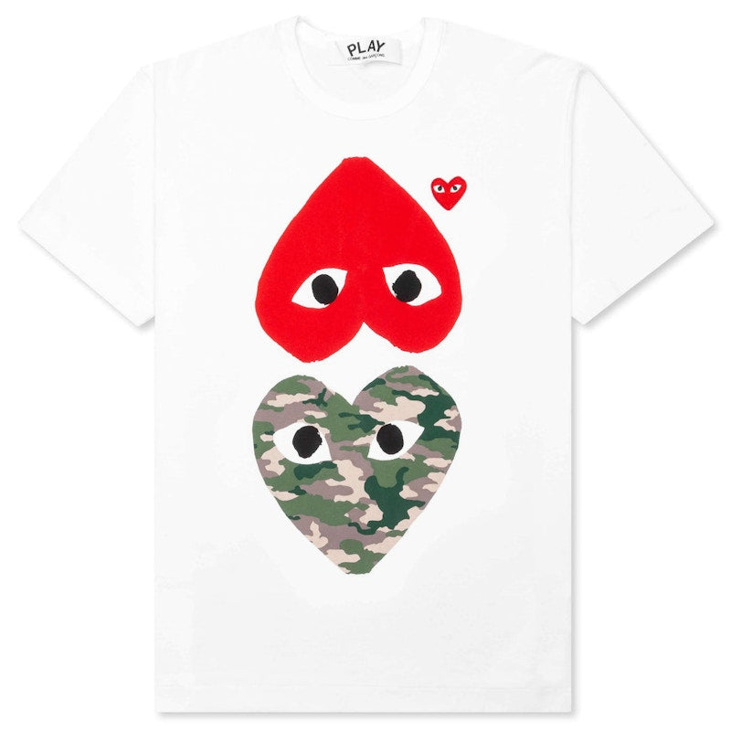 Comme Des Garcons Play Camouflage Mirror Heart T-Shirt White