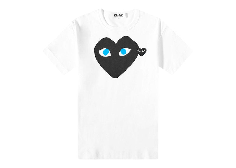 Comme Des Garcons Play Play Double Heart Logo Tee White/Black